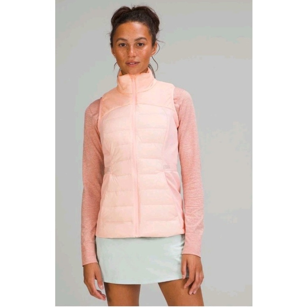 lululemon Down For It All Vest Pink‎ Mist Size 10 Goose Down